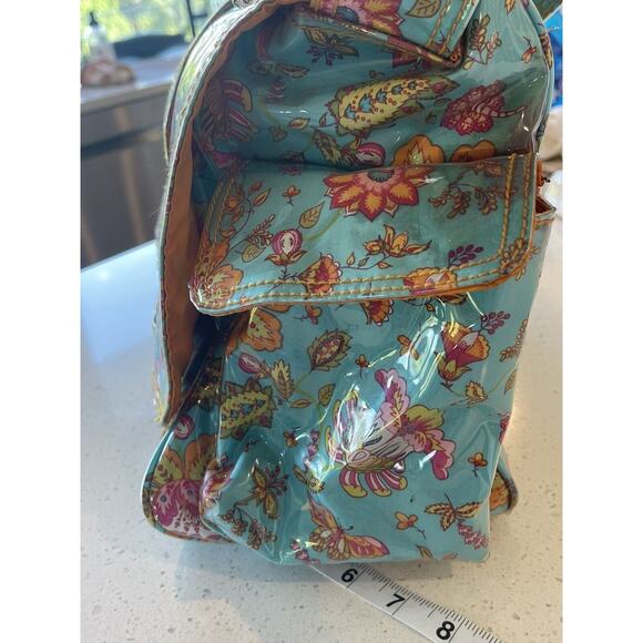 Kalencom Laminated Diaper Buckle Bag Turquoise Pink Gypsy Wildflower - Picture 4 of 10